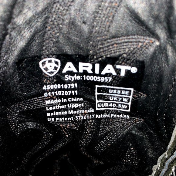 Ariat black pointed squeare toe cowboy boots main image 4